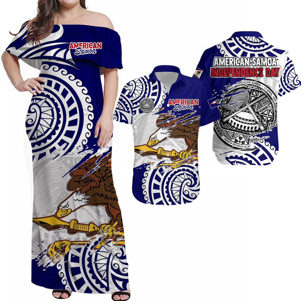 Polynesian American Samoa Independence Day Matching Dress and Hawaiian Shirt Special Version LT14 Blue - Polynesian Pride