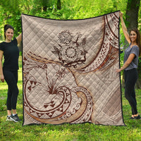 Cook Islands Premium Quilt - Hibiscus Flowers Vintage Style Nude - Polynesian Pride