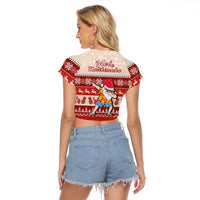 Hawaii Mele Kalikimaka Raglan Cropped T Shirt Dabbing Santa Red Merry Christmas LT14 - Polynesian Pride