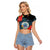 Federated States of Micronesia Raglan Cropped T Shirt Hibiscus Flowers FSM Seal Polynesian LT14 Female Black - Polynesian Pride