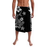 Custom Hawaii Hammerhead Shark Hibiscus Hawaii Pattern Lavalava LT2 Lavalava BLACK - Polynesian Pride