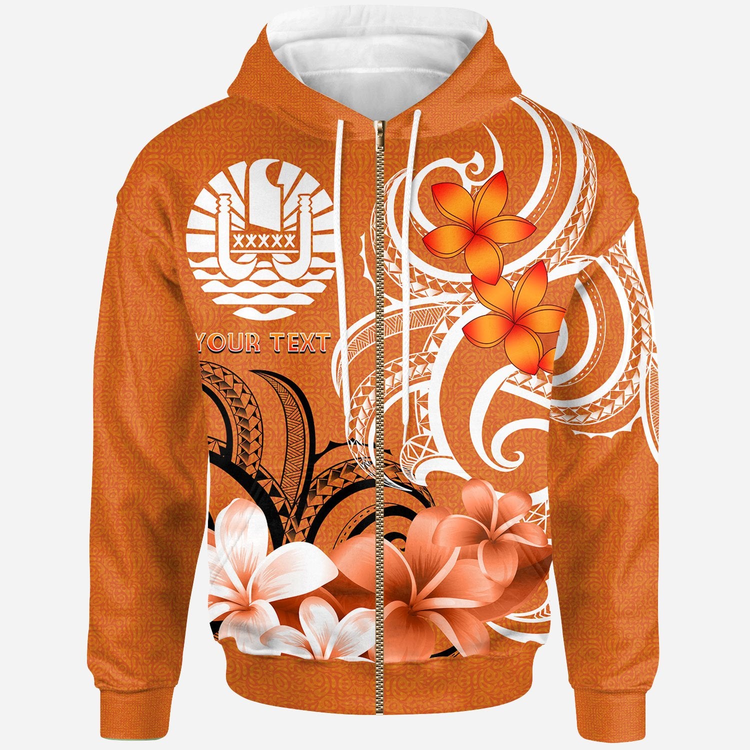 Custom Tahiti Custom Zip up Hoodie Tahitians Spirit Unisex Orange - Polynesian Pride