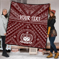 Samoa Personalised Premium Quilt - Samoa Seal In Polynesian Tattoo Style (Red) Red - Polynesian Pride