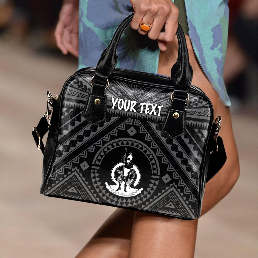 Vanuatu Personalised Shoulder Handbag - Vanuatu Seal With Polynesian Tattoo Style One Size Black - Polynesian Pride