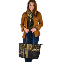 Hawaii Personalised Leather Tote Bags - Kanaka Maoli With Polynesian Pattern In Heartbeat Style (Gold) - Polynesian Pride