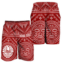 Tahiti Personalised Men's Short - Tahiti Seal In Polynesian Tattoo Style (Red) - Polynesian Pride