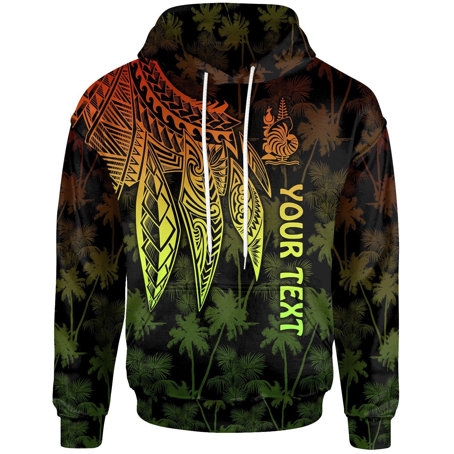 New Caledonia Custom Hoodie Polynesian Wings Reggae Reggae - Polynesian Pride