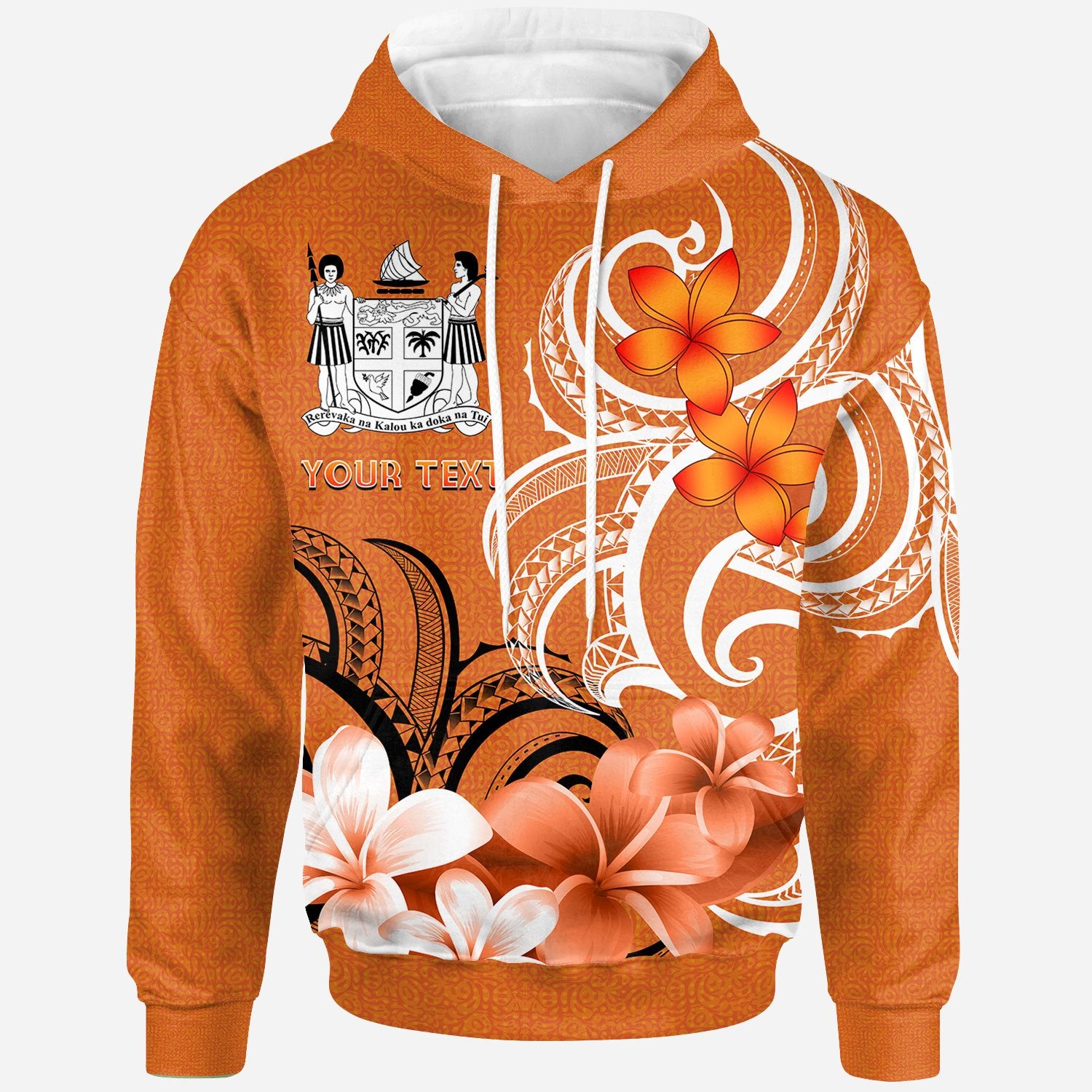 Custom Fiji Custom Hoodie Fijian Spirit Unisex Orange - Polynesian Pride