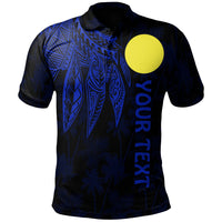 Palau Polynesian Custom Polo Polynesian Wings (Blue) Unisex Blue - Polynesian Pride