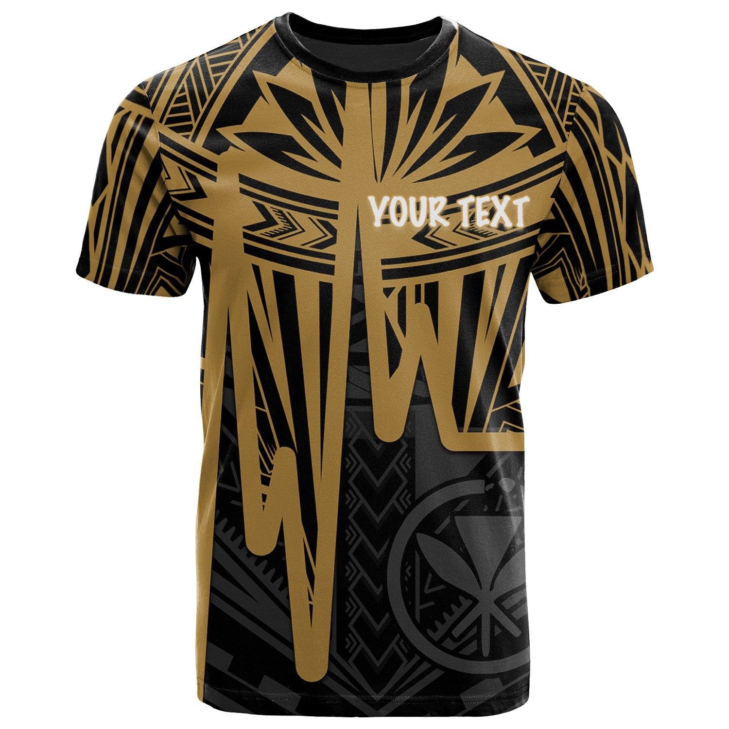 Hawaii Custom T Shirt Kanaka Maoli With Polynesian Pattern In Heartbeat Style (Gold) Unisex Art - Polynesian Pride