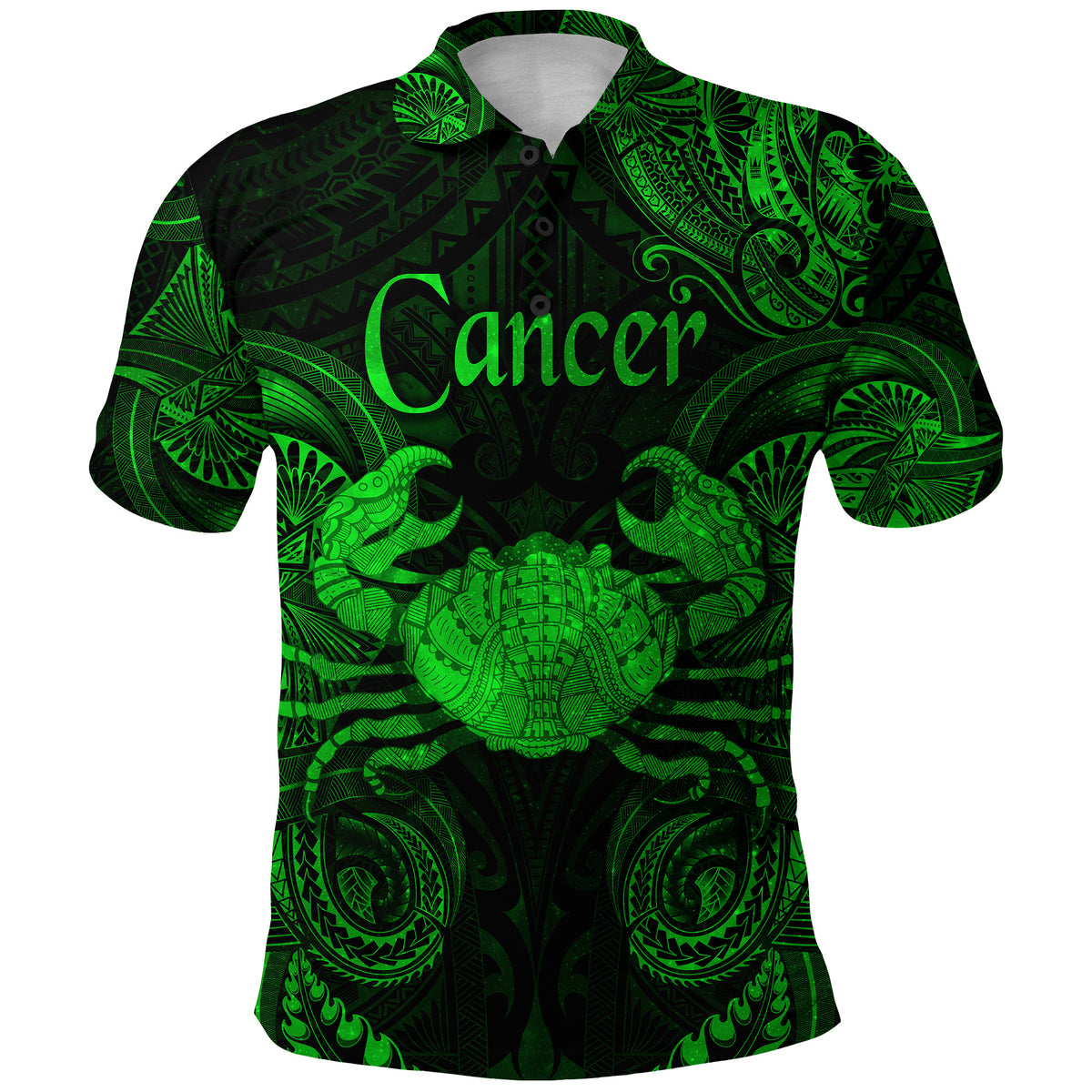 Cancer Zodiac Polynesian Polo Shirt Unique Style Green LT8 - Polynesian Pride