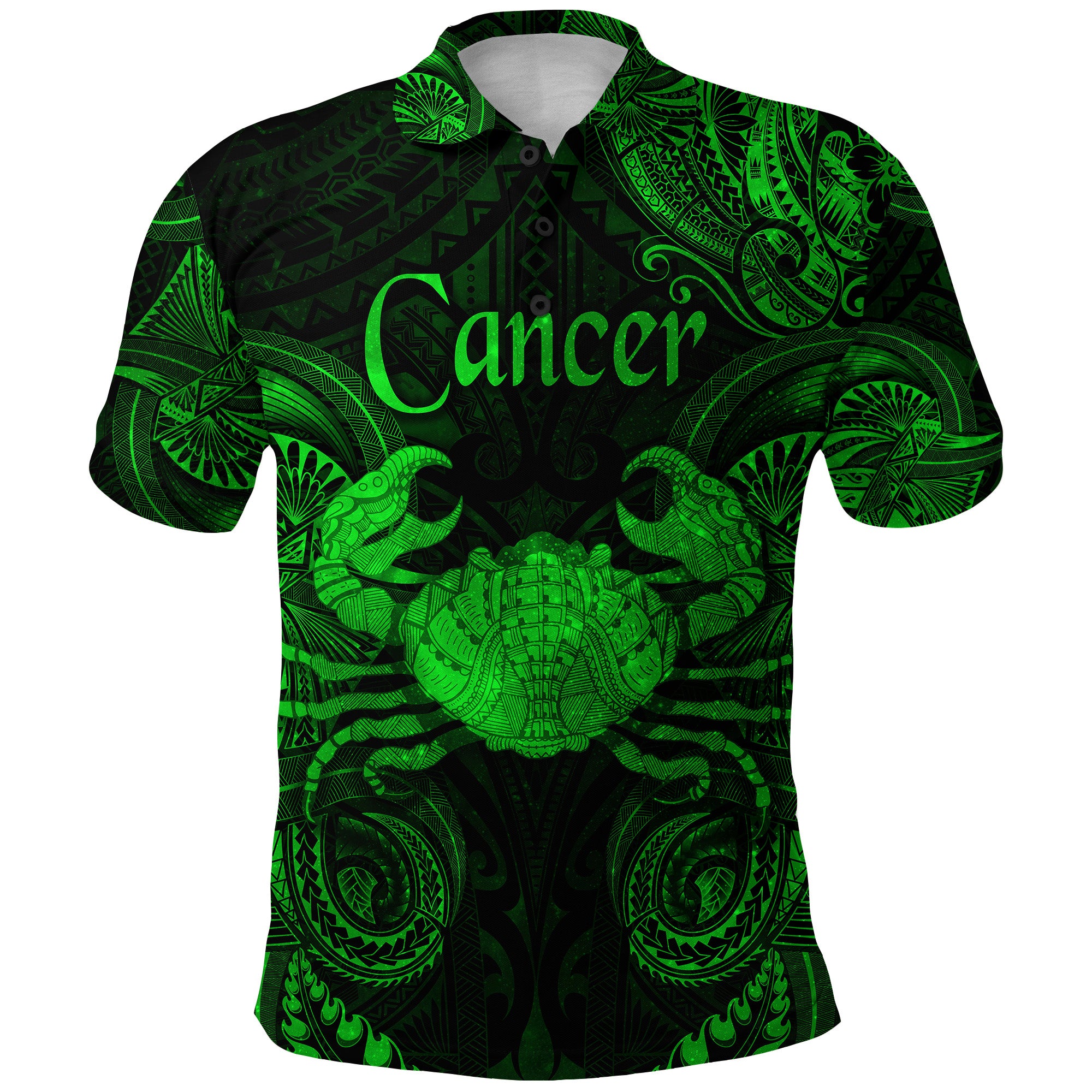 Cancer Zodiac Polynesian Polo Shirt Unique Style Green LT8 - Polynesian Pride
