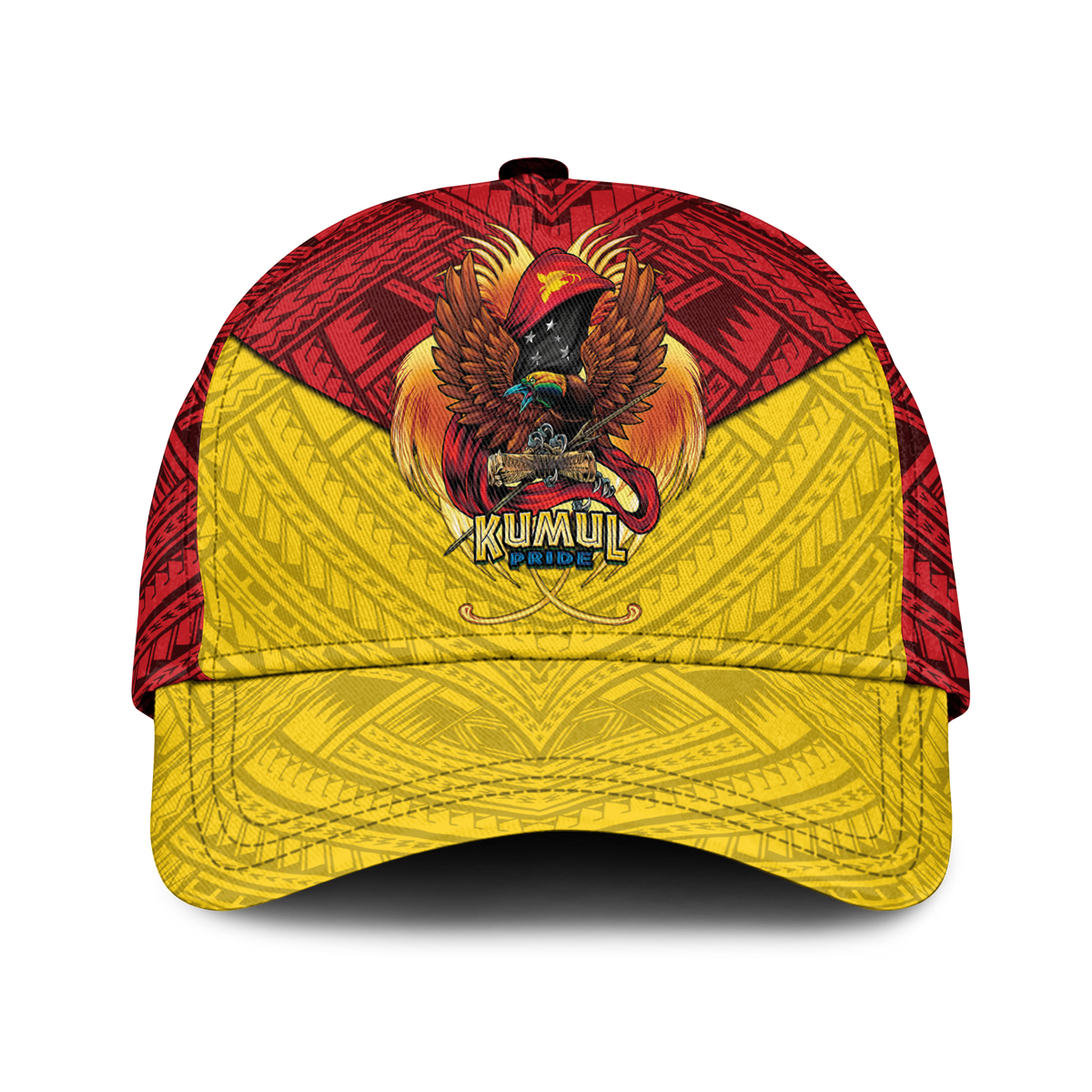 (Custom Personalised) Papua New Guinea Rugby Kumul Pride Cap - LT2 Classic Cap Universal Fit YELLOW - Polynesian Pride