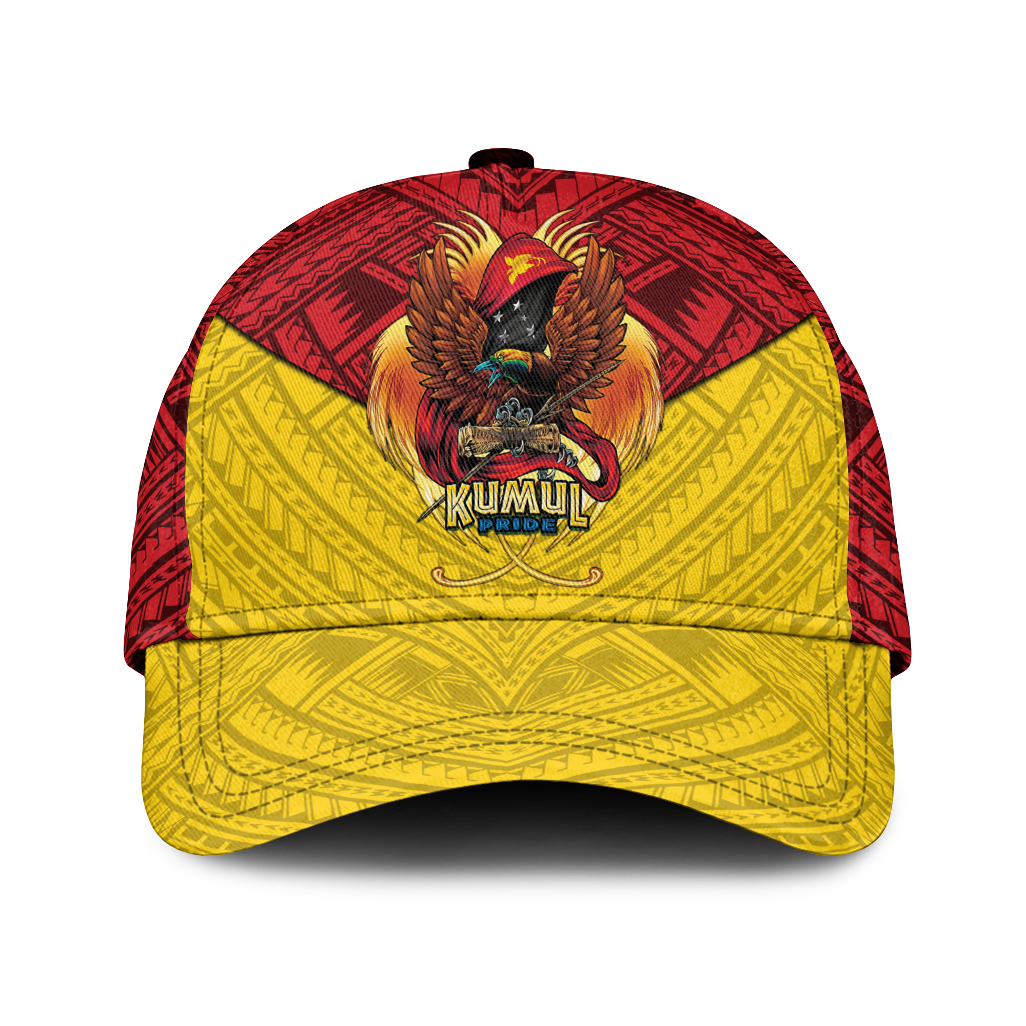 (Custom Personalised) Papua New Guinea Rugby Kumul Pride Cap - LT2 Classic Cap Universal Fit YELLOW - Polynesian Pride