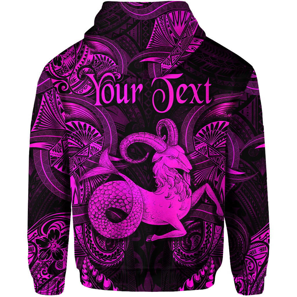 Custom Capricorn Zodiac Polynesian Zip Hoodie Unique Style Pink LT8 - Polynesian Pride
