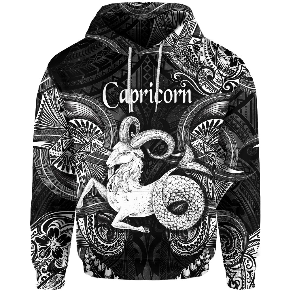 Custom Capricorn Zodiac Polynesian Hoodie Unique Style Black LT8 - Polynesian Pride