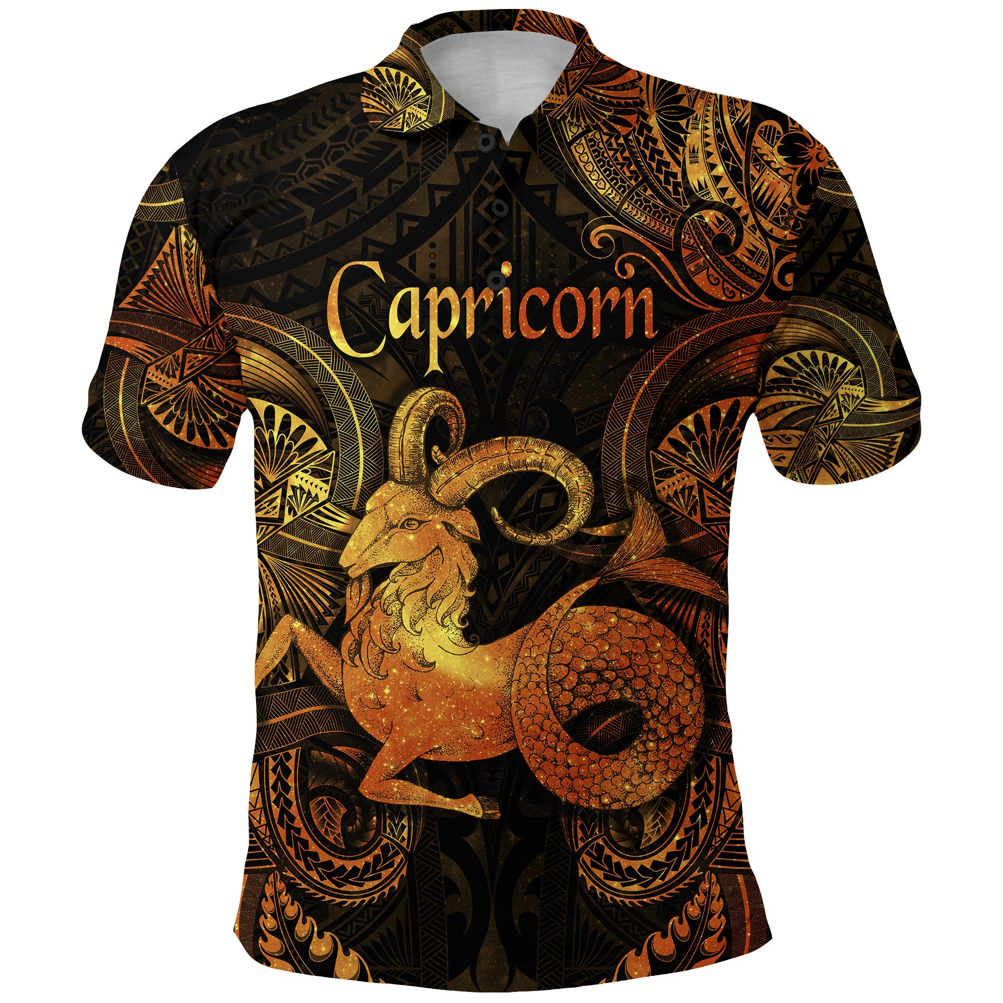 Capricorn Zodiac Polynesian Polo Shirt Unique Style Gold LT8 - Polynesian Pride