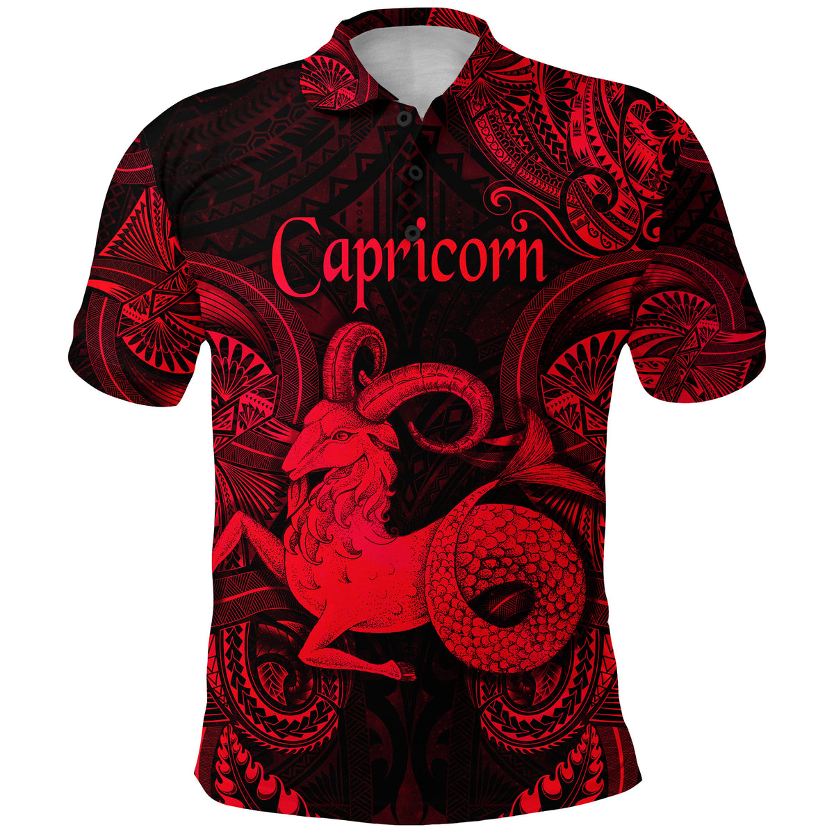 Capricorn Zodiac Polynesian Polo Shirt Unique Style Red LT8 - Polynesian Pride