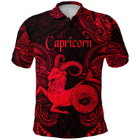 Capricorn Zodiac Polynesian Polo Shirt Unique Style Red LT8 - Polynesian Pride