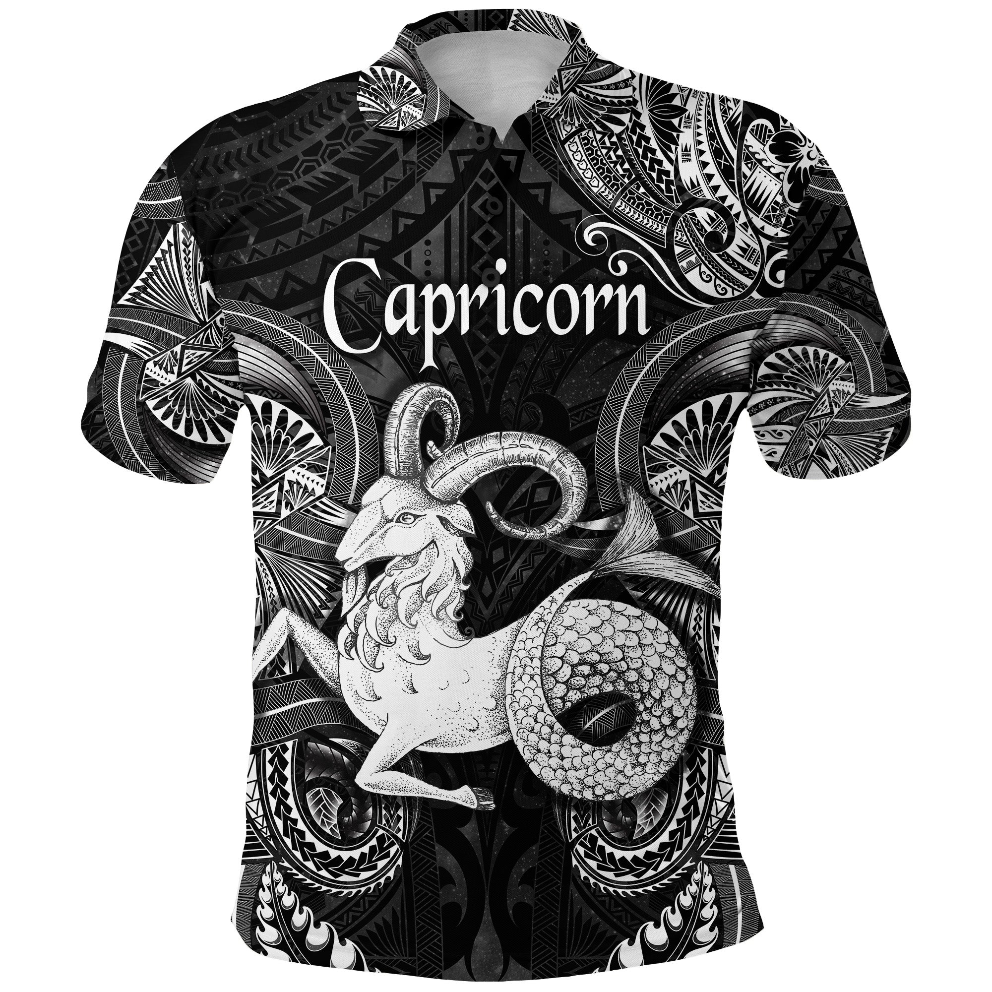 Custom Capricorn Zodiac Polynesian Polo Shirt Unique Style Black LT8 - Polynesian Pride