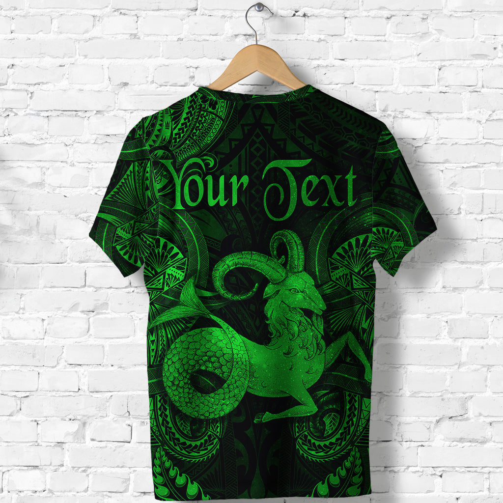 Custom Capricorn Zodiac Polynesian T Shirt Unique Style Green LT8 - Polynesian Pride