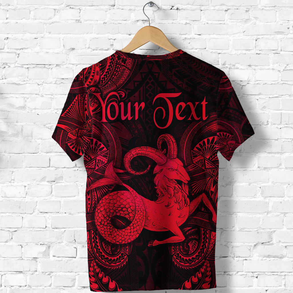 Custom Capricorn Zodiac Polynesian T Shirt Unique Style Red LT8 - Polynesian Pride