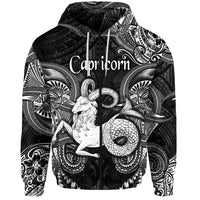 Custom Capricorn Zodiac Polynesian Zip Hoodie Unique Style Black LT8 - Polynesian Pride