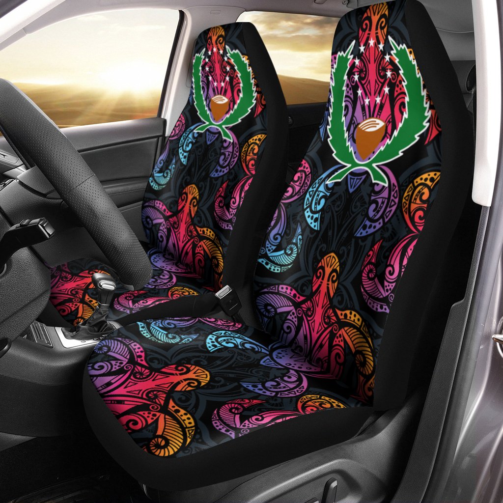 Pohnpei Car Seat Cover - Sea Turtle In Tribal Polynesian Style Universal Fit Black - Polynesian Pride