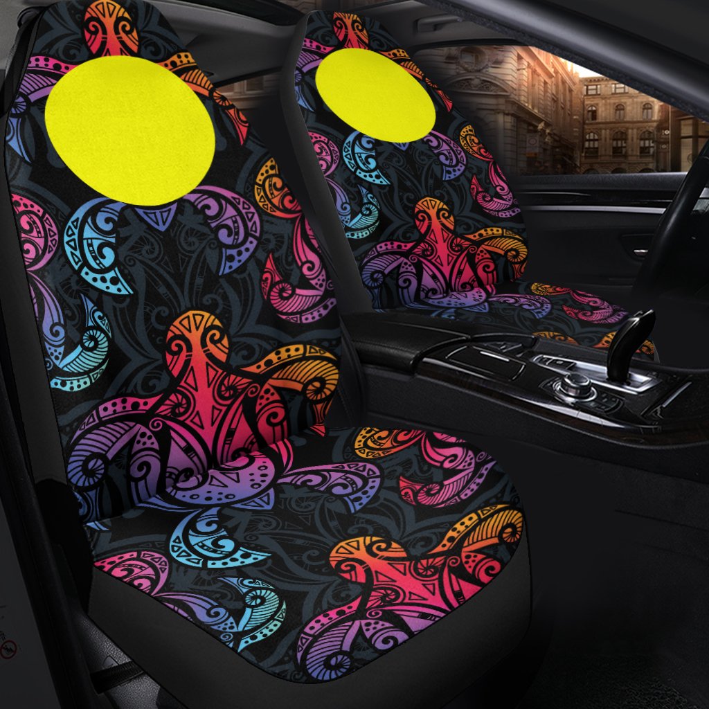Palau Car Seat Cover - Sea Turtle In Tribal Polynesian Style Universal Fit Black - Polynesian Pride
