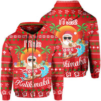 Hawaiian Santa Claus Mele Kalikimaka Hoodie Zip Red Aviv Style Unisex Red - Polynesian Pride