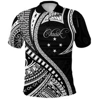 Chuuk Polo Shirt Federated States of Micronesia Black Wave Style LT9 Adult Black - Polynesian Pride