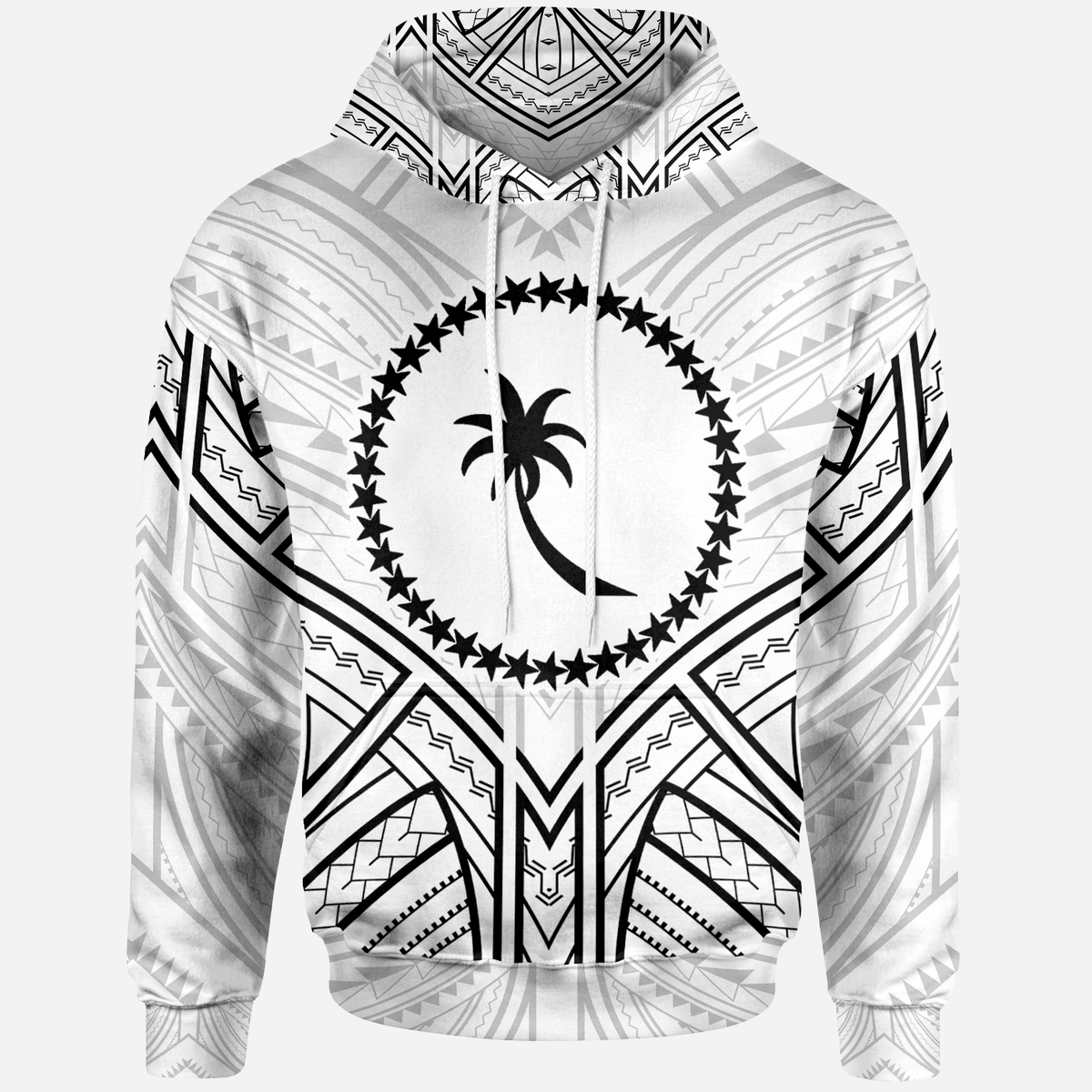 Chuuk State Hoodie Chuuk State Seal Tribal Patterns Unisex White - Polynesian Pride