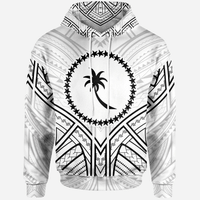 Chuuk State Hoodie Chuuk State Seal Tribal Patterns Unisex White - Polynesian Pride