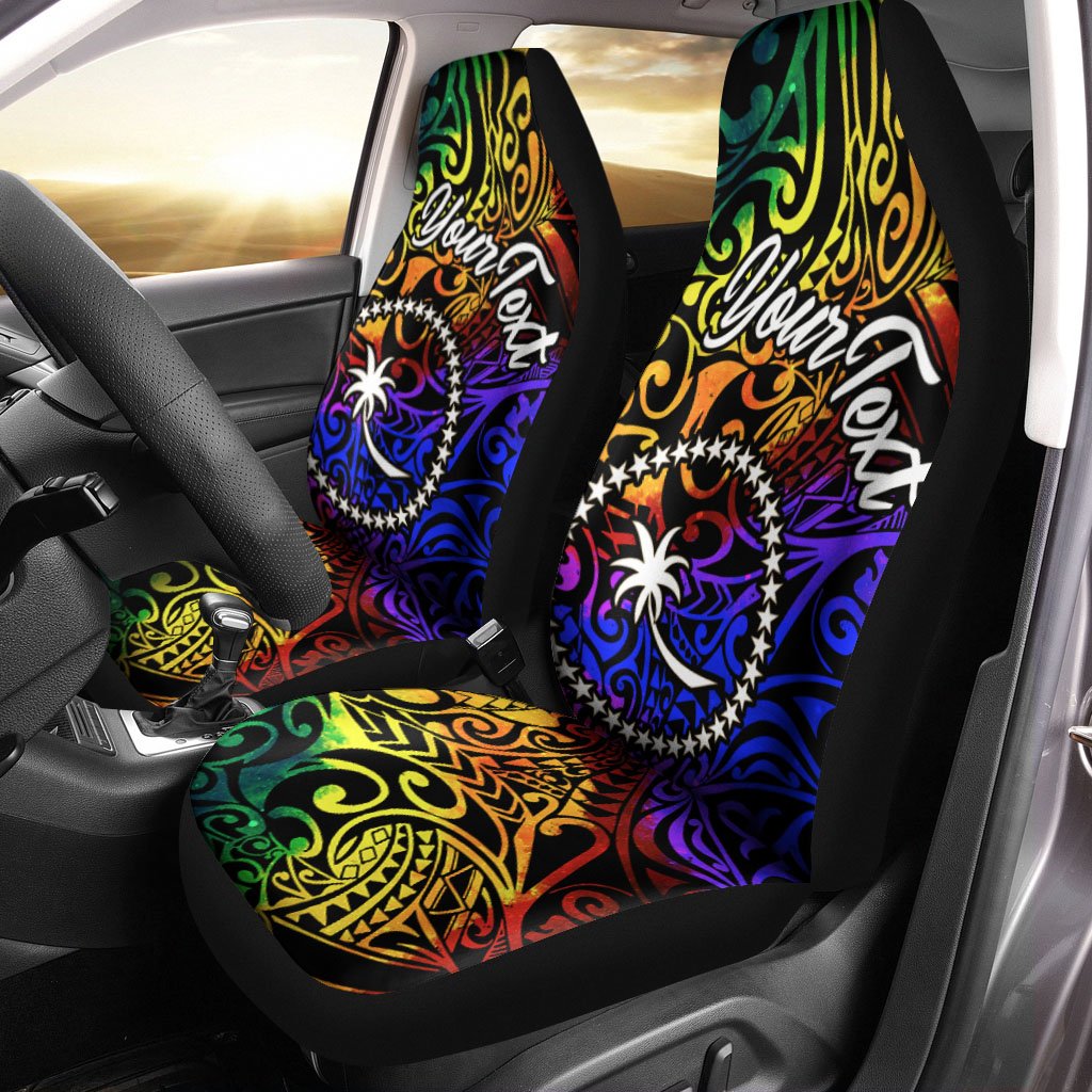 Chuuk Custom Personalised Car Seat Covers - Rainbow Polynesian Pattern Universal Fit Rainbow - Polynesian Pride