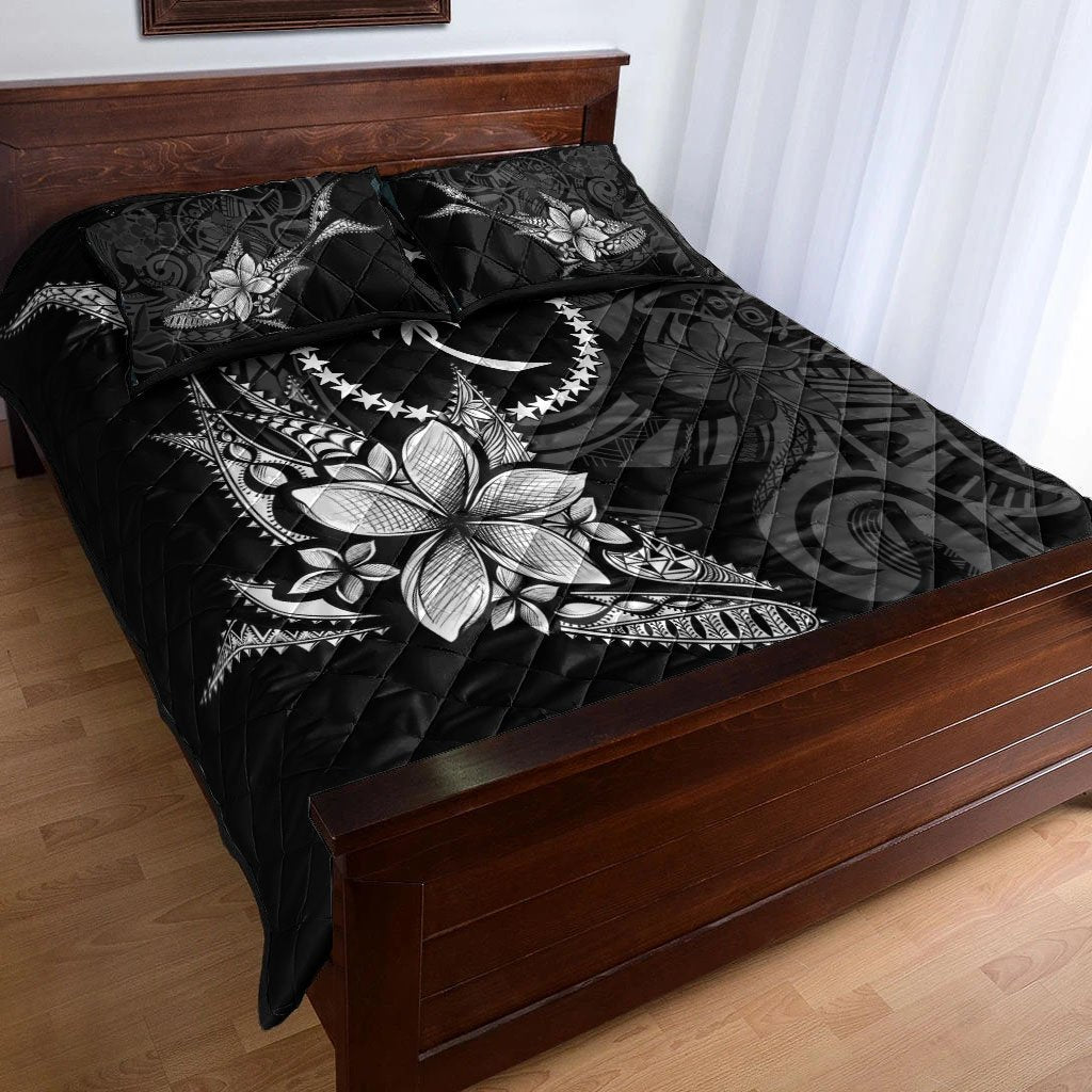 Chuuk State Quilt Bed Set - Fish With Plumeria Flowers Style - Polynesian Pride