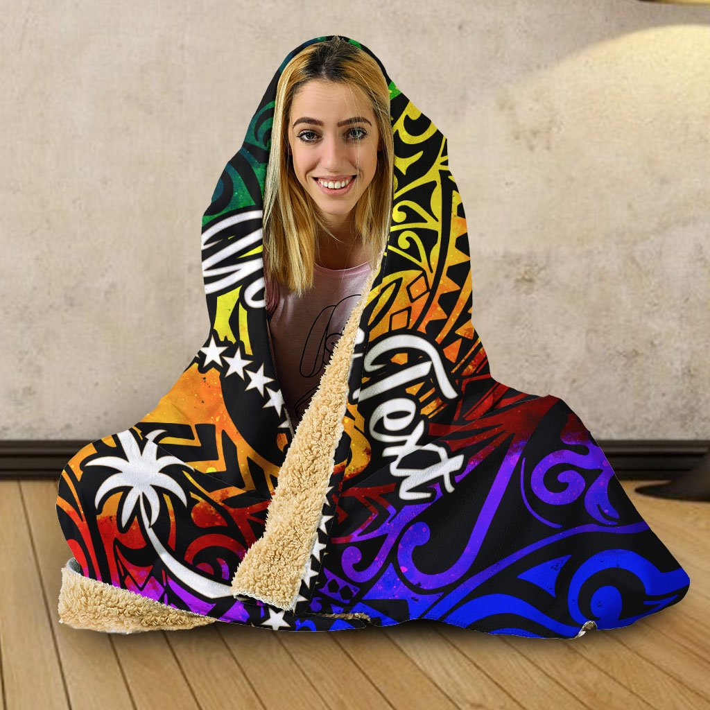 Chuuk Custom Personalised Hooded Blanket - Rainbow Polynesian Pattern - Polynesian Pride