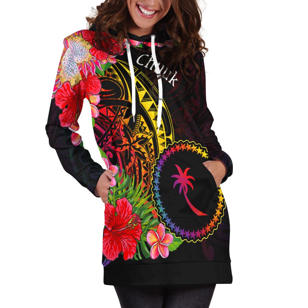 Chuuk State Hoodie Dress - Tropical Hippie Style - Polynesian Pride