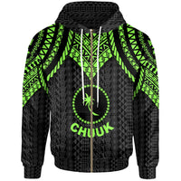 Chuuk Zip up Hoodie Polynesian Armor Style Green Unisex Green - Polynesian Pride