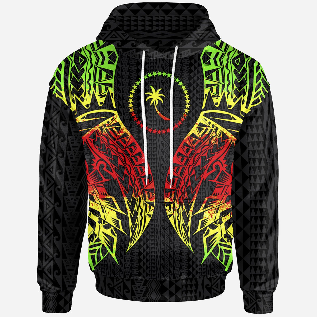 Chuuk Hoodie Micronesian Lion Head Reggae Style Unisex Reggae - Polynesian Pride
