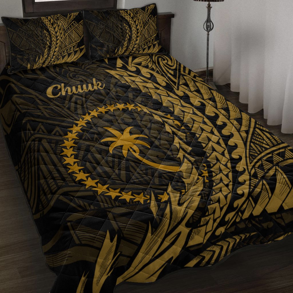 Chuuk Quilt Bed Set - Wings Style Black - Polynesian Pride