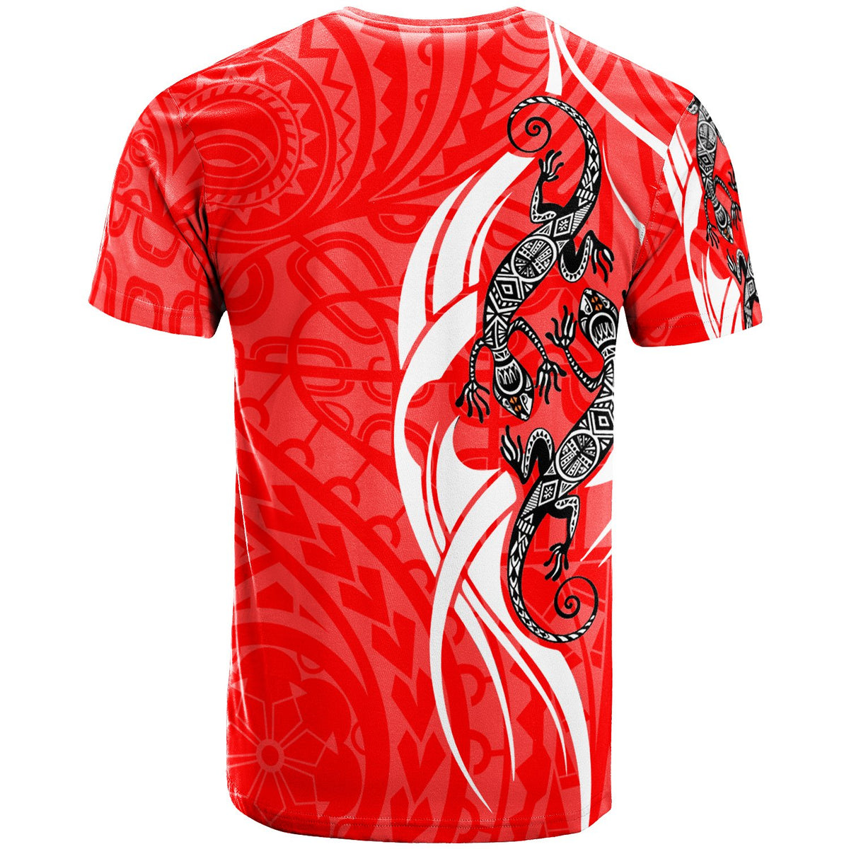 Chuuk Custom T Shirt Lizard Tattoo Red Color - Polynesian Pride