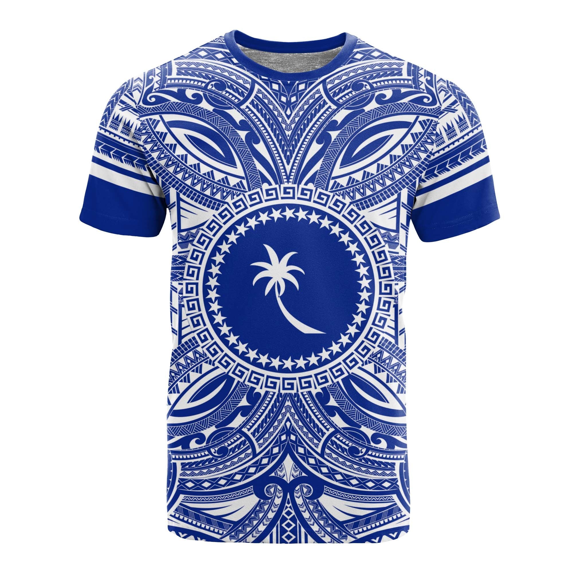 Chuuk T Shirt Chuuk Coat of Arms Polynesian Flag Color Unisex Blue - Polynesian Pride