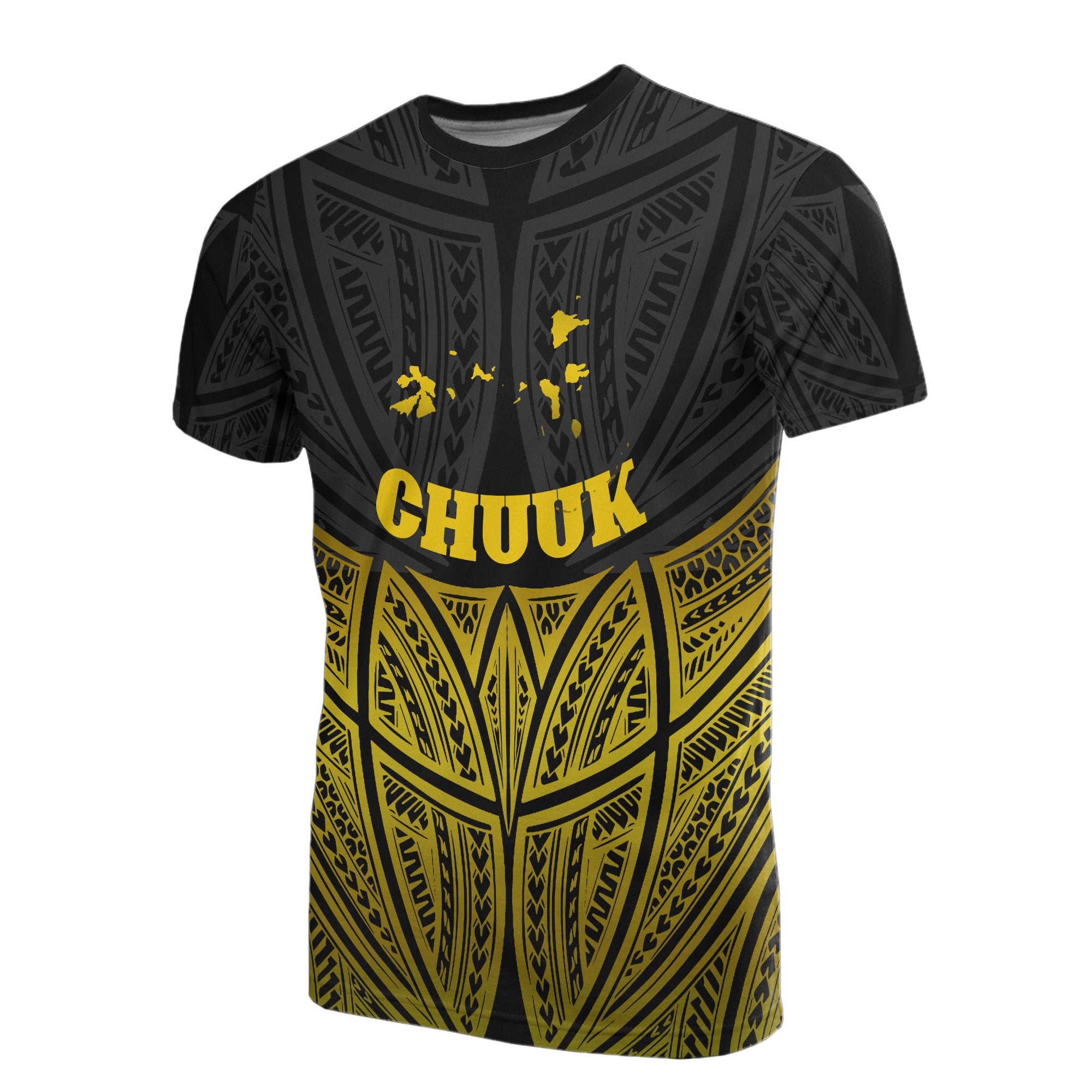 Chuuk Polynesian T Shirt Gold Pride Map and Seal Unisex Gold - Polynesian Pride