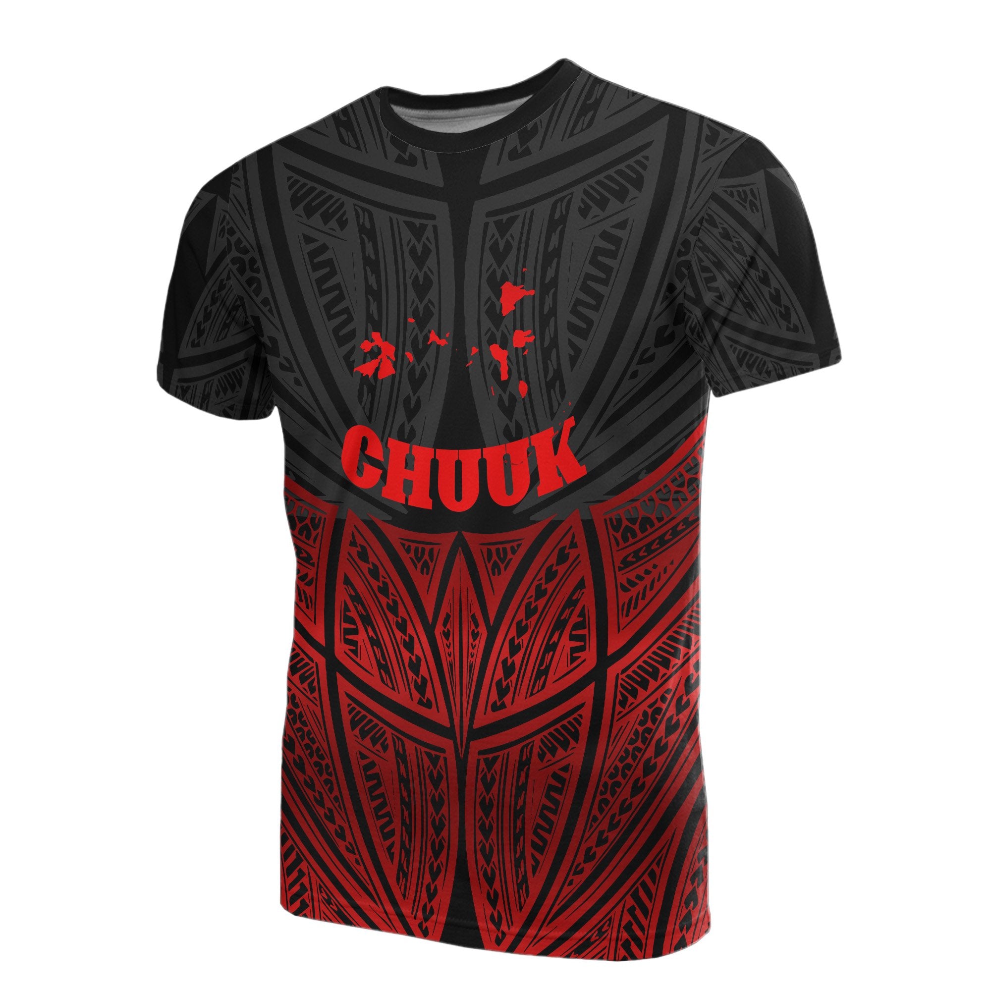 Chuuk Polynesian T Shirt Red Black Pride Map and Seal Unisex Red - Polynesian Pride