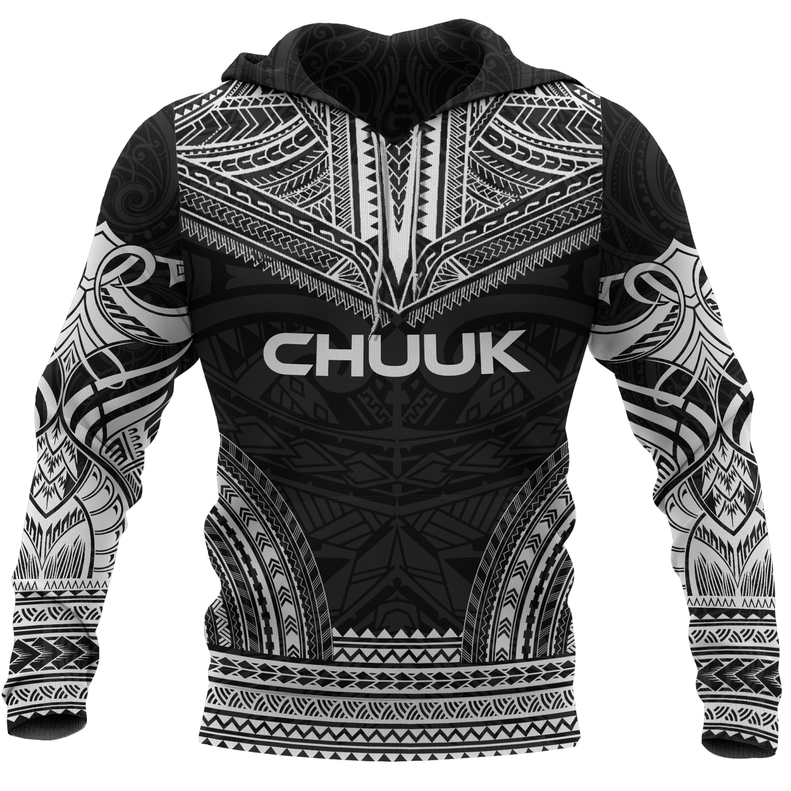 Chuuk Flag Polynesian Chief Hoodie Black Version Unisex Black - Polynesian Pride
