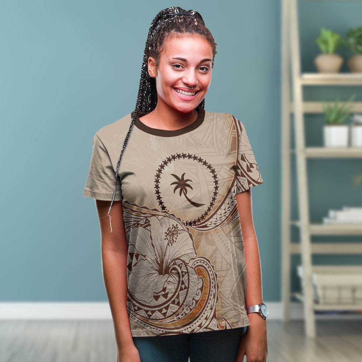 Chuuk T Shirt Hibiscus Flowers Vintage Style - Polynesian Pride