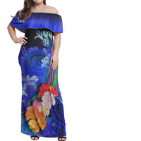 American Samoa Matching Dress and Hawaiian Shirt Polynesian Humpback Whale Blue - Polynesian Pride