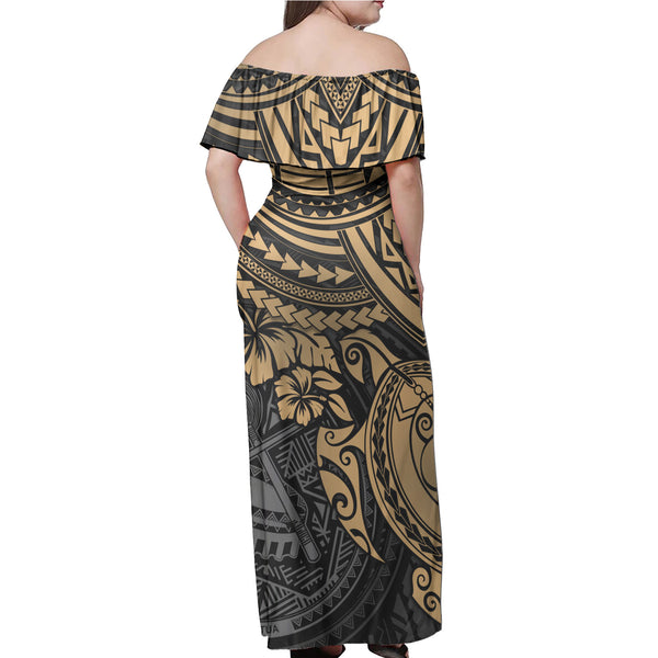 Samoa Polynesian Pattern Combo Dress And Shirt - Floral Spirit Orange main image 0
