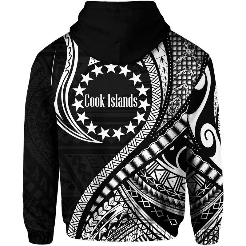 Cook Islands Hoodie Black Polynesian Wave Style LT9 - Polynesian Pride