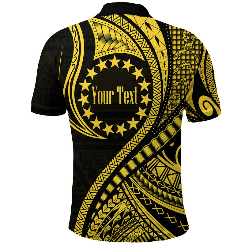 Custom Cook Islands Polo Shirt Gold Polynesian Wave Style LT9 - Polynesian Pride